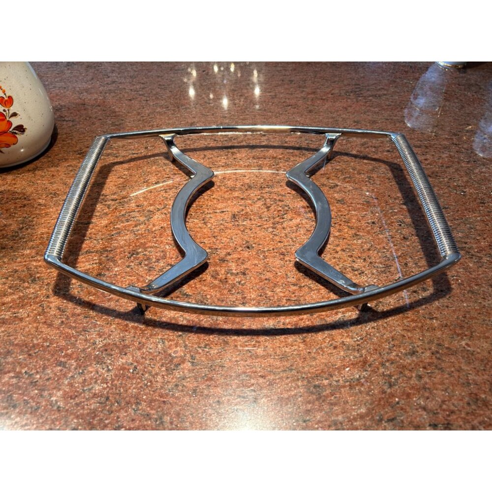 Vintage Corning Ware Chrome Serving Trivet Carrier Caddy Holder Metal Silver Ton